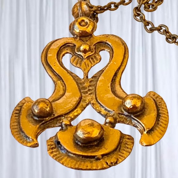 Finland Seppo Tamminen Vintage Necklace & Pendant Bronze Signed - Picture 2 of 13